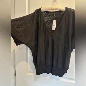 White House Black Mark V-Neck Batwing Sleeve Top Palm Burn Out XL NWT Sold out!